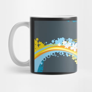 Flowers and Duotone Rainbow Pattern Mug